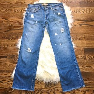 EUC Vintage Old Navy boy cut distressed jeans 6